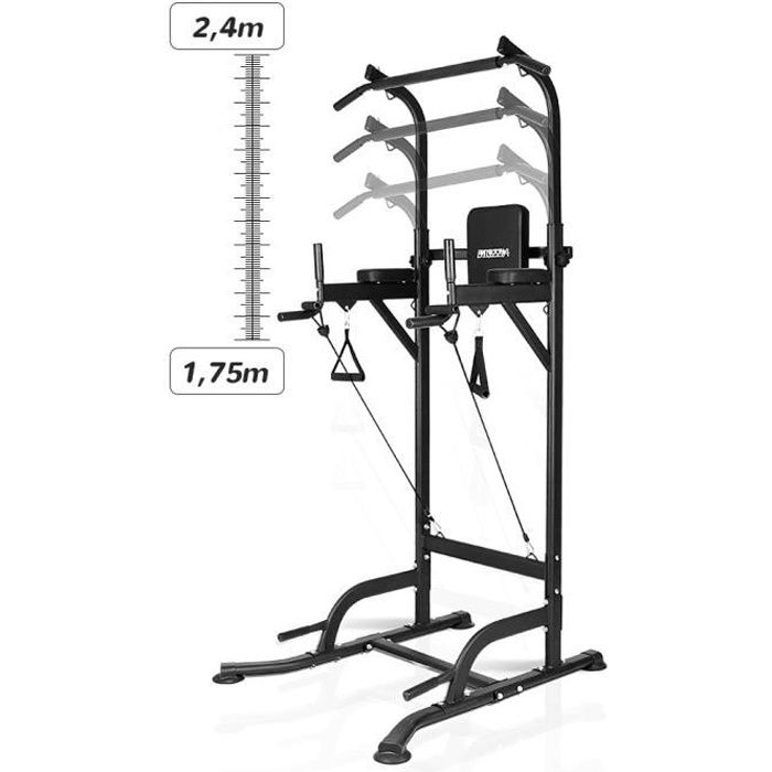 Barre de Traction,Chaise Romaine Station Reglable Multifonctions, Station Musculation, Charge 150kg