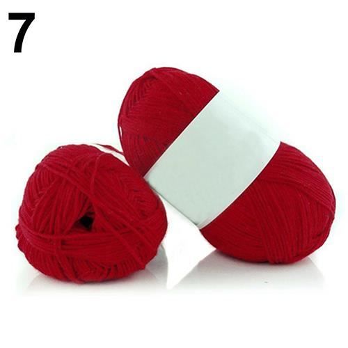 1 Pc 50g Par Pelote Doux Bambou Crochet Coton À Tricoter Bébé Tricot De Laine Laine # 7 Rouge Chaud