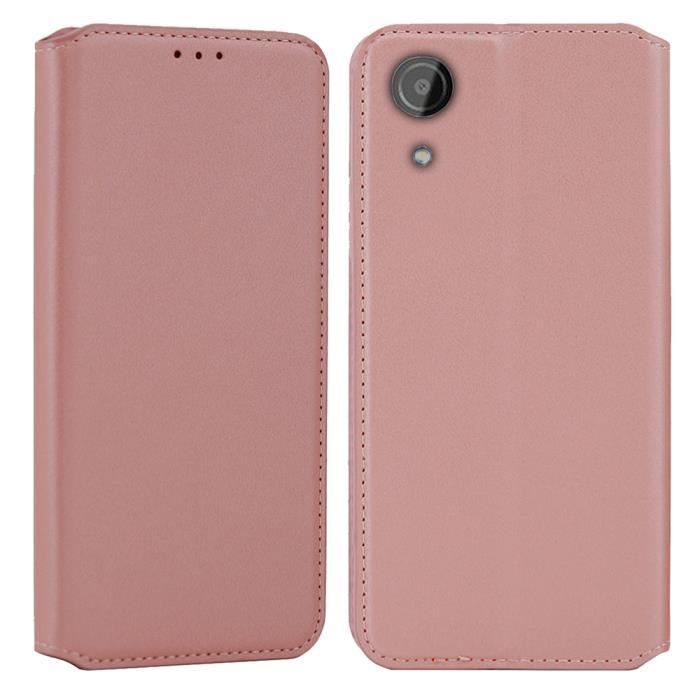 Coque Samsung Galaxy A03 Core, Housse Etui Portefeuille Cuir pour A03 Core - Rose