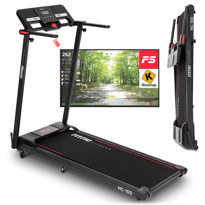 Tapis de course pliable MC-100, max. 10km/h, inclinaison manuelle, surface 31x102cm, poids max. 120kg, 900W - FITFIU Fitness