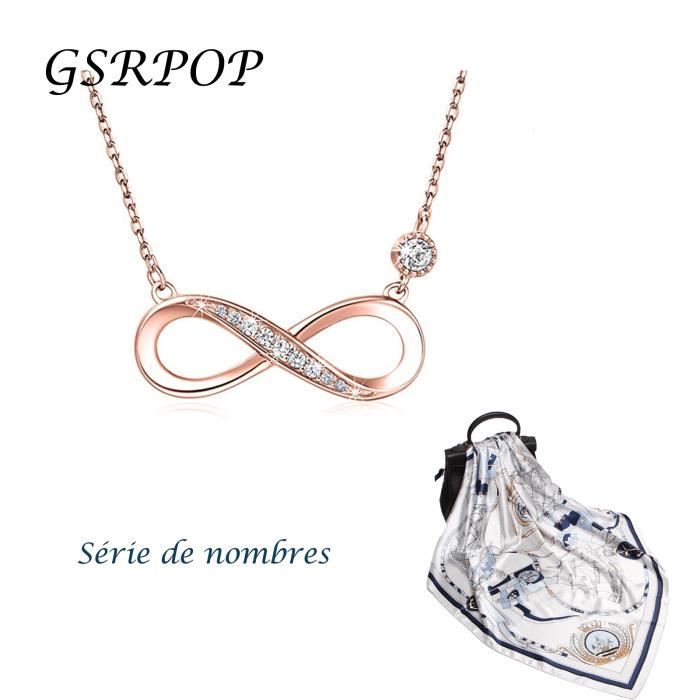 GSRPOP Collier Femme Argent 925 -8 conception de symbole de série Pendentif Cadeau avec Paquet exquis