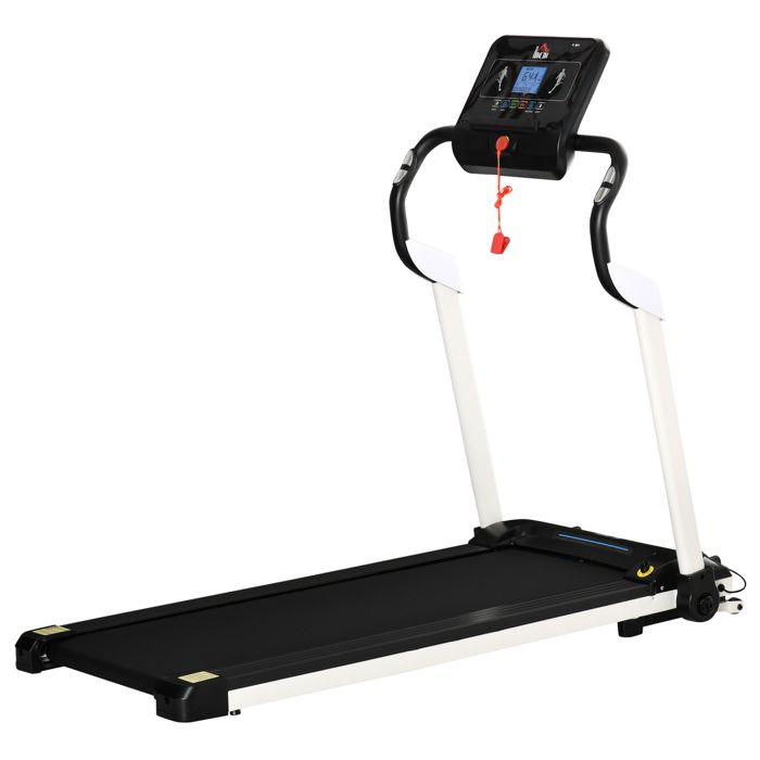 HOMCOM Tapis de course électrique pliable 1-12 km/h 400W tapis roulant écran LED support de téléphone bande extra-large antidérapant