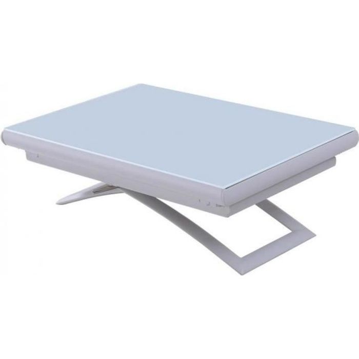 Table relevable extensible MIRAGE compacte verre laqué blanc 106*71 cm blanc Verre Inside75