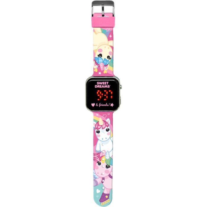 montre fille fille Licorne arc en ciel Led rétroéclairée