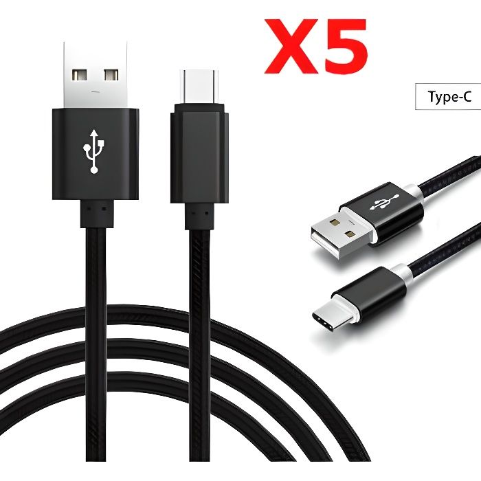 X5 Câble Metal Nylon Renforcé Chargeur USB-Type C Longueur 2m Couleur Noir X5 Little Boutik®