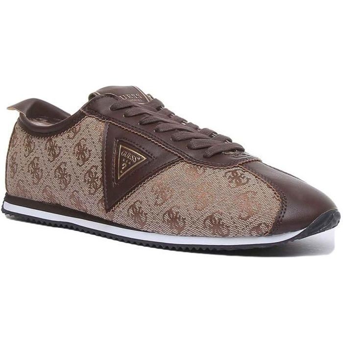 Guess Torino 4G logo baskets marron à lacets pour hommes