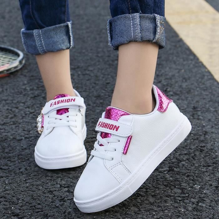 Enfants Infantile Enfants Bébé Filles Échelle Perle Simple Plat Princesse Chaussures De Sport Rouge