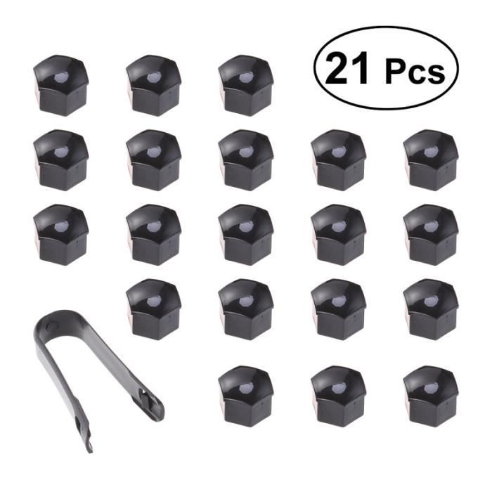 21 en 1 Hexagonal Roue Cosse Écrous Couvre Boulons Vis Protège Caps 21mm avec Clips (Noir) KIT D'HABILLAGE INTERIEUR