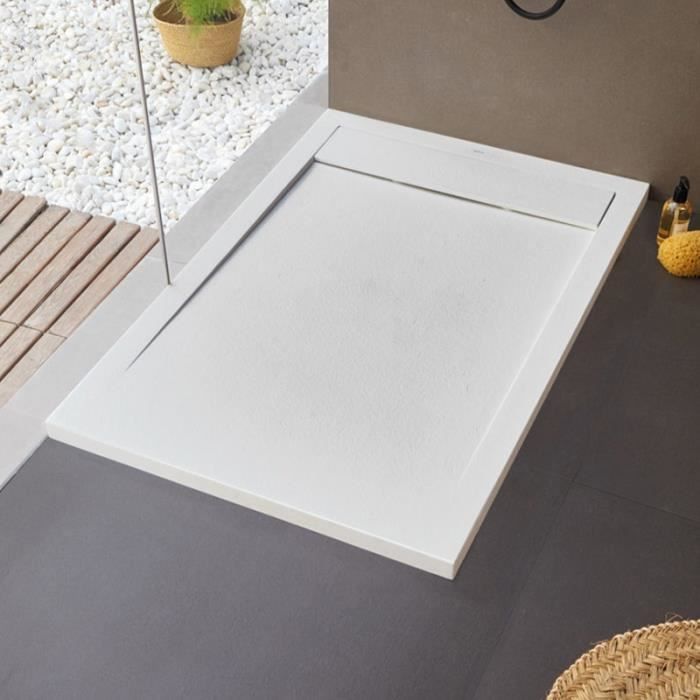 Receveur de douche extra-plat en résine et fibre de verre - NEW YORK 80 x 100 cm Blanc