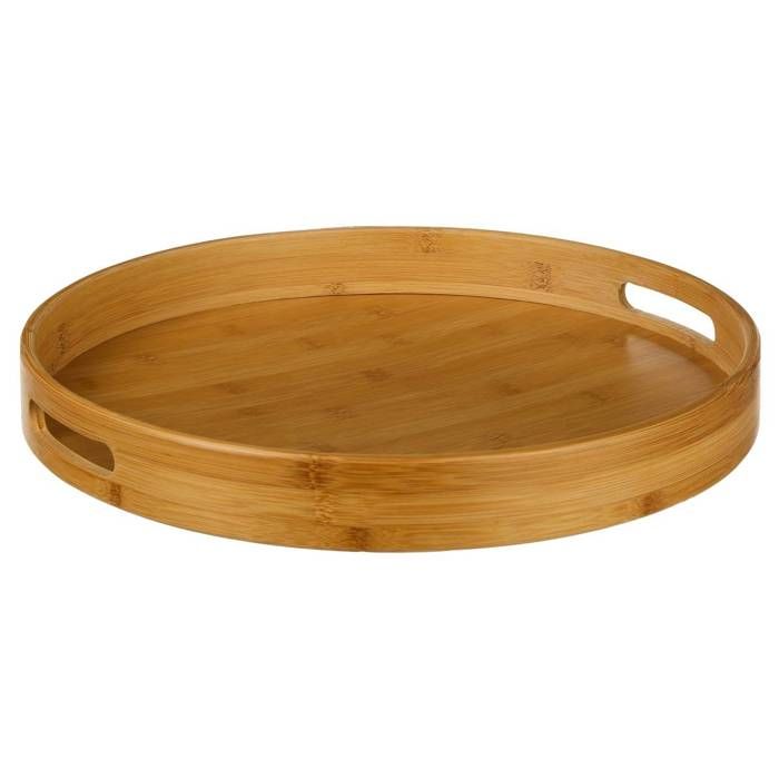 Plateau rond bambou très résistant - Beige - D 40 cm