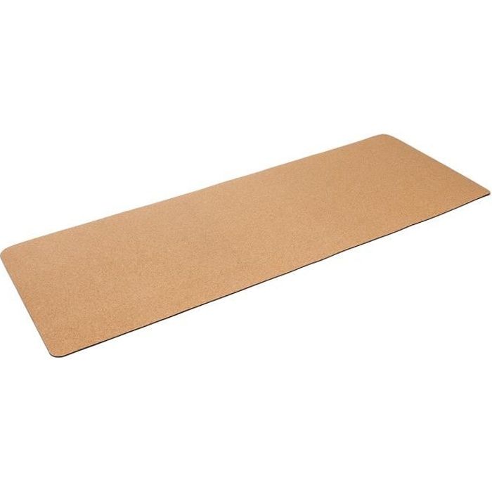 Tapis de Yoga en Bois de Liège 183x68x0.5cm Antidérapant et Anti-Transpiration Sport Portable Solide