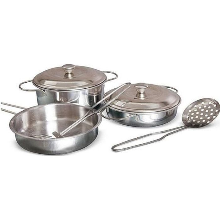 Coffret Casseroles En Metal : 7 Pieces - Dinette - Jeu D Imititation Enfant