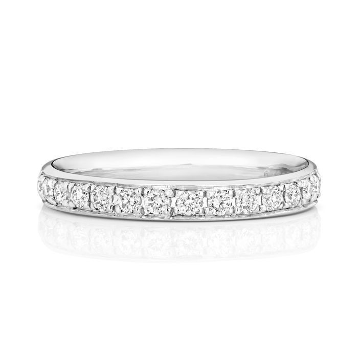 Alliance EDS JEWELS Or Blanc 375/1000 Diamant Brillant 0.32 Carat GH - SI3-I1 Semi Pavée 2 7mm Demi Confort 31114 Alliance EDS JEWELS Or Blanc 375/1000 Diamant Brillant 0.32 Carat GH - SI3-I1 Semi Pavée 2 7mm Demi Confort 31114
