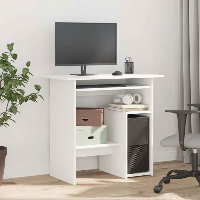 Bureau Informatique - CLOUD - Blanc 80x45x74 cm - Bois d’ingénierie LL70015