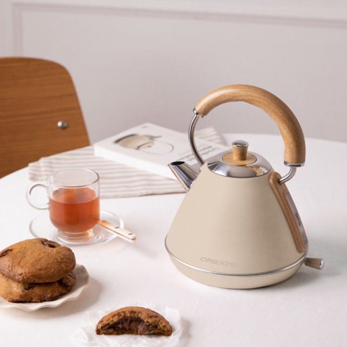 Bouilloire électrique rétro - Create - 17L - Acier inoxydable - Anti-calcaire - Sécurité automatique