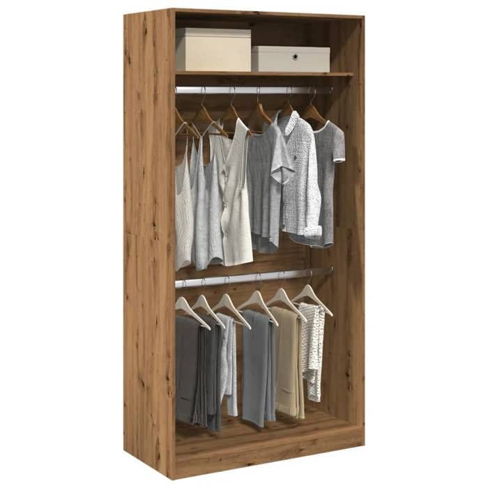 vidaXL Garde-robe chêne artisanal 100x50x200 cm bois dingénierie armoire de rangement organisateur de garde-robe 3307809