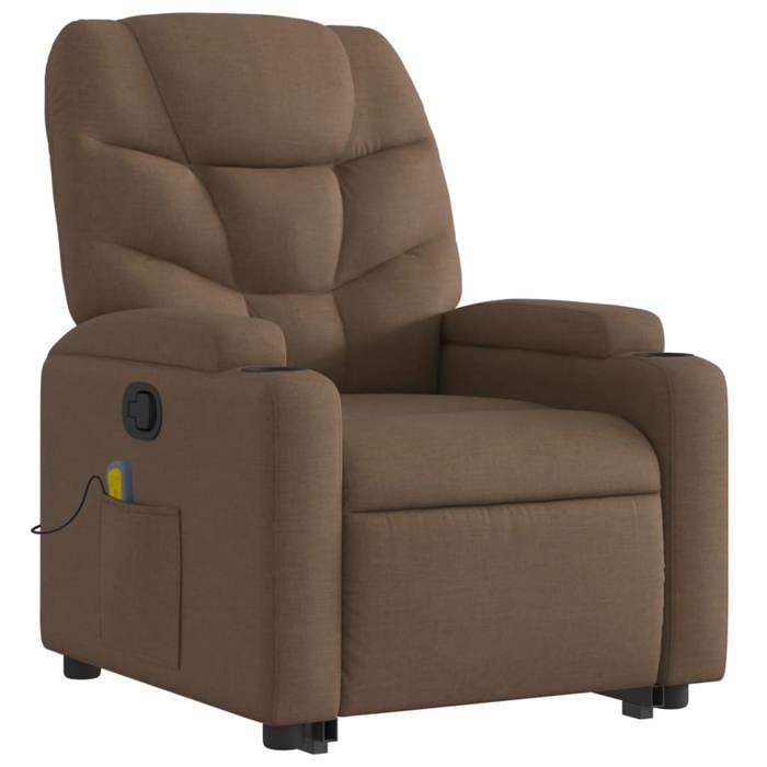 Fauteuil relax massage inclinable chauffage repose-pieds TV pivotant 360° tissu PU beige | Leroy Merlin