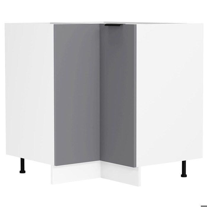 Fasola meuble bas de cuisine  armoire dangle 1 porte gris anthracite blanc.