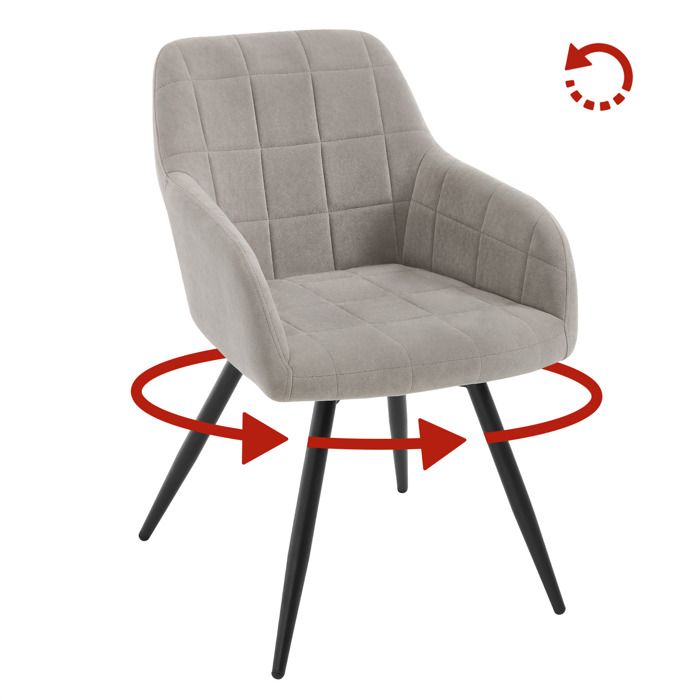 WOLTU Chaise Pivotante Salle à Manger Fauteuil Velours Pieds en Métal pour Salon Chambre Gris Clair W0ATT1014-1 WOLTU Chaise Pivotante Salle à Manger Fauteuil Velours Pieds en Métal pour Salon Chambre Gris Clair W0ATT1014-1