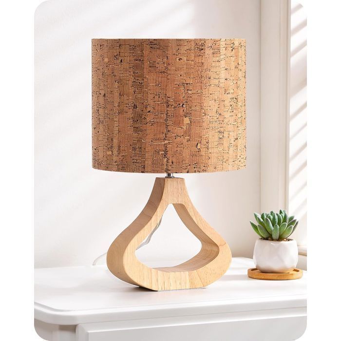 EDISHINE Lampe de Chevet en Bois 2700K Ampoule LED Incluse H34 cm Ø21 cm Design Moderne et Boho pour Salon Chambre