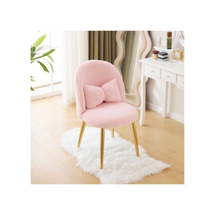 ALIGHTUP Chaise Coiffeuse Chaise de Repas en Velours Pour Cuisine Salle à MangerSiège Rembourrécoussin à rubanRose