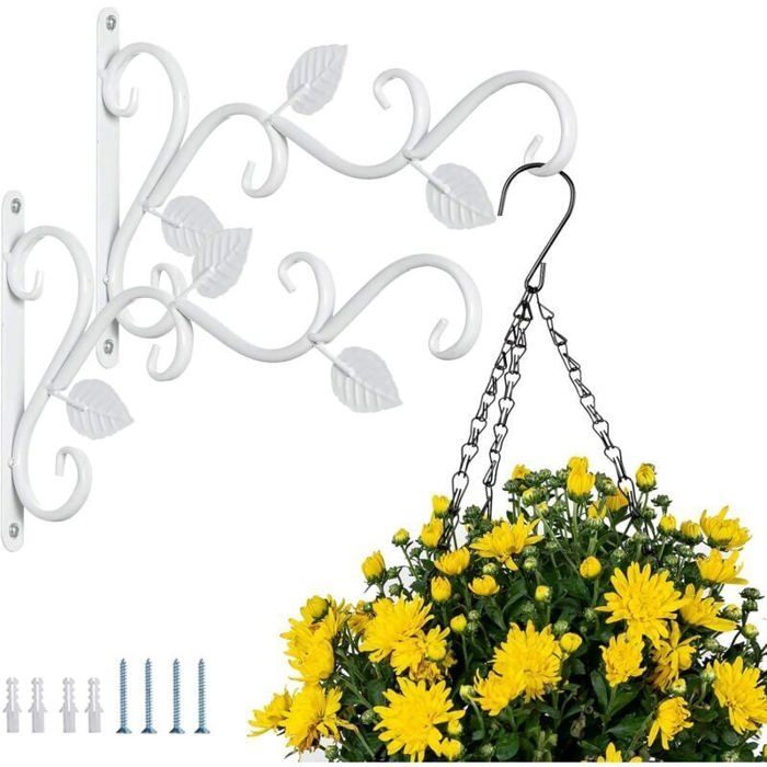 YARNOW Crochet de Suspension Murale, 6pcs, Fer, Noir, Support Pot de Fleur pour Balcon, Clôtures et Balustrades, Décoration de Jardin et Balcon