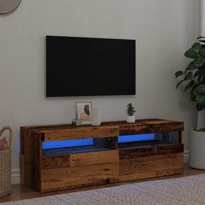 Meuble TV modèle Vieux bois - 120 x 35 x 40 cm - Bois dingénierie qualité supérieure