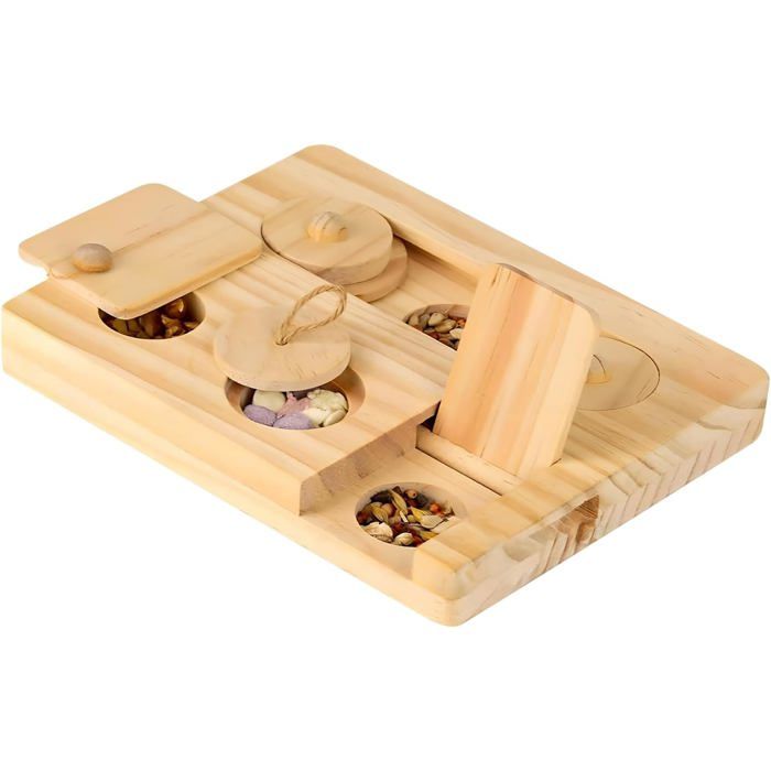 Accessoires hamster 6-en-1 bois mangeoire et jouets lapins chinchillas petits animaux