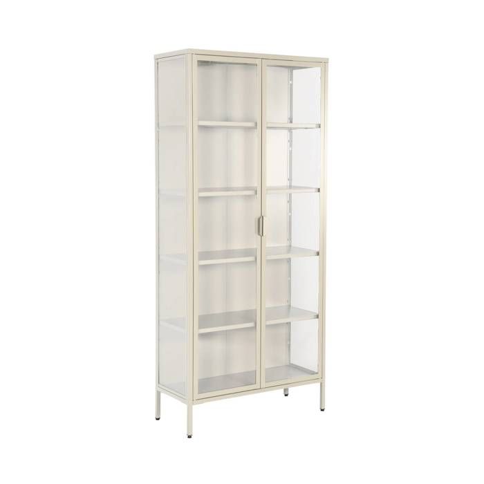 Buffet. vaisselier acier et verre trempé 2 portes 180cm beige - Arkansas