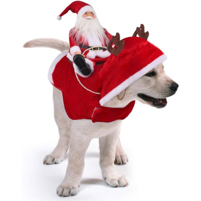 Meilleurs prix pour Manteau de Noël pour chien petit manteau pour chien avec le Père Noël sur son chat pull de Noël rouge pour chien