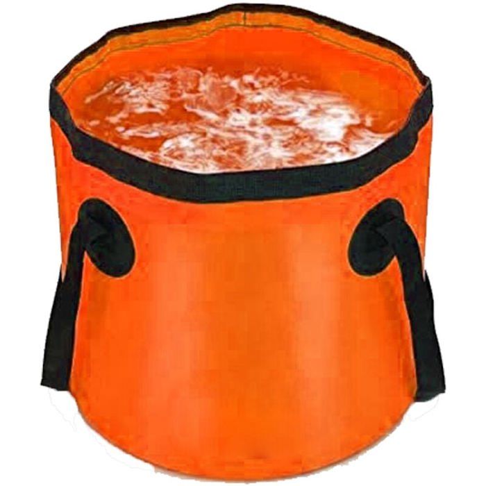 Seau Pliable Camping Stockage Deau Portable Pliable Pied Baignoire Lavabo pour Voyage Randonnée Pêche Canotage(Orange 10L)