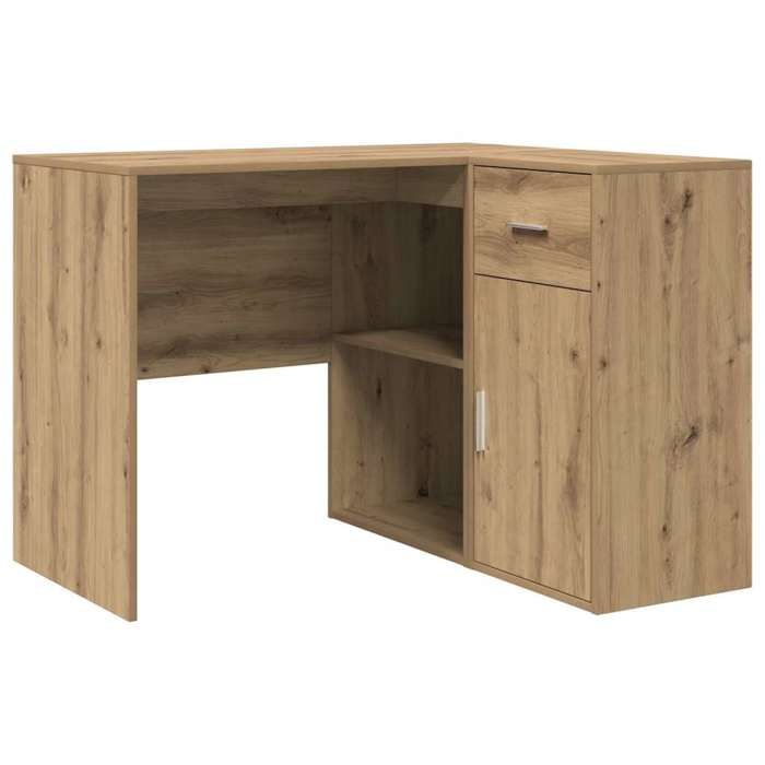 Bureau dangle en bois dingénierie - CLARENCE - 102x88x75 cm - Chêne artisanal - Avec tiroir - Avec porte à charnières