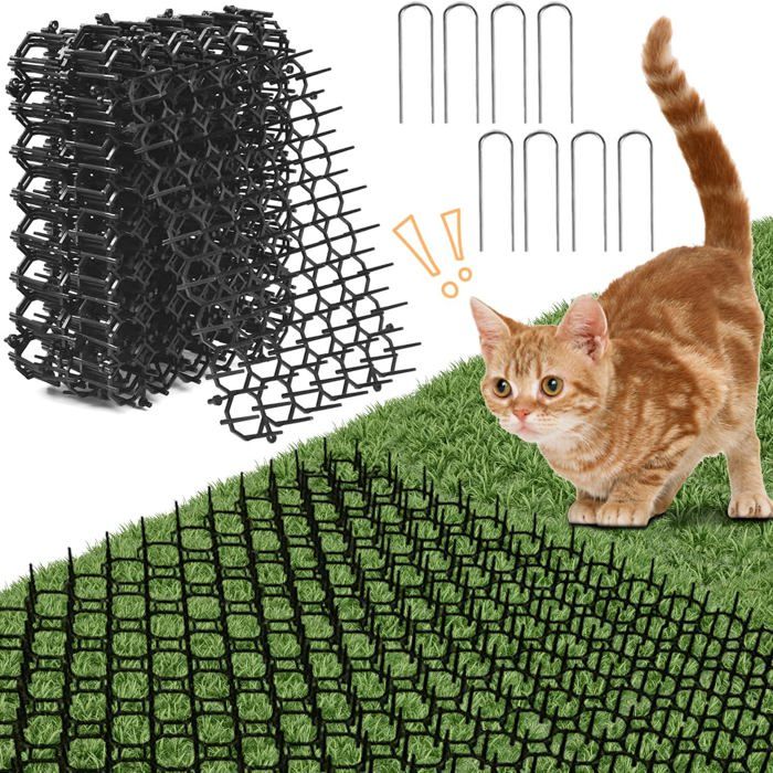 Grille dépines en plastique - 30 x 200 cm - Avec 8 pointes - Pour chiens chatons animaux sauvages (noir 2)