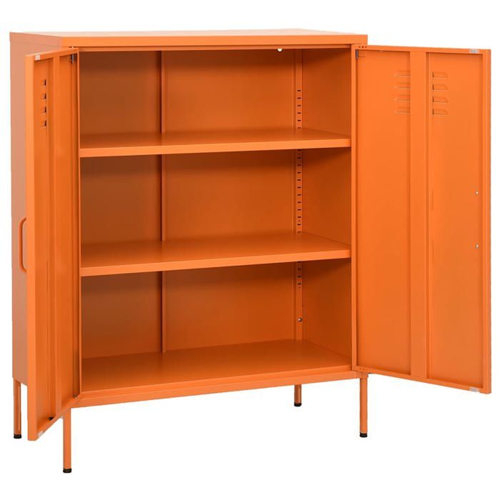 Top 2026@Cabinet /Commode de chambre Orange - SWEETY® Armoire de rangement Orange 80x35x1015cm Acier 828738