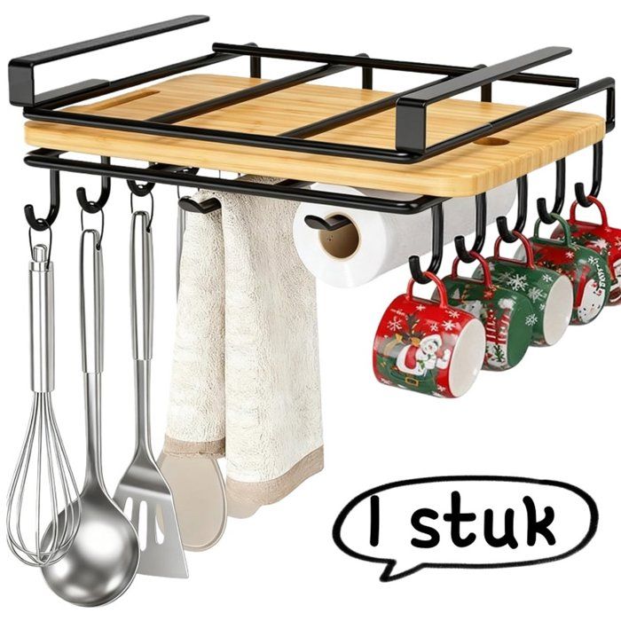 Porte Planche À Découper Sous Étagère Range Ustensiles De Cuisine Multifonction Noir Sans Perçage