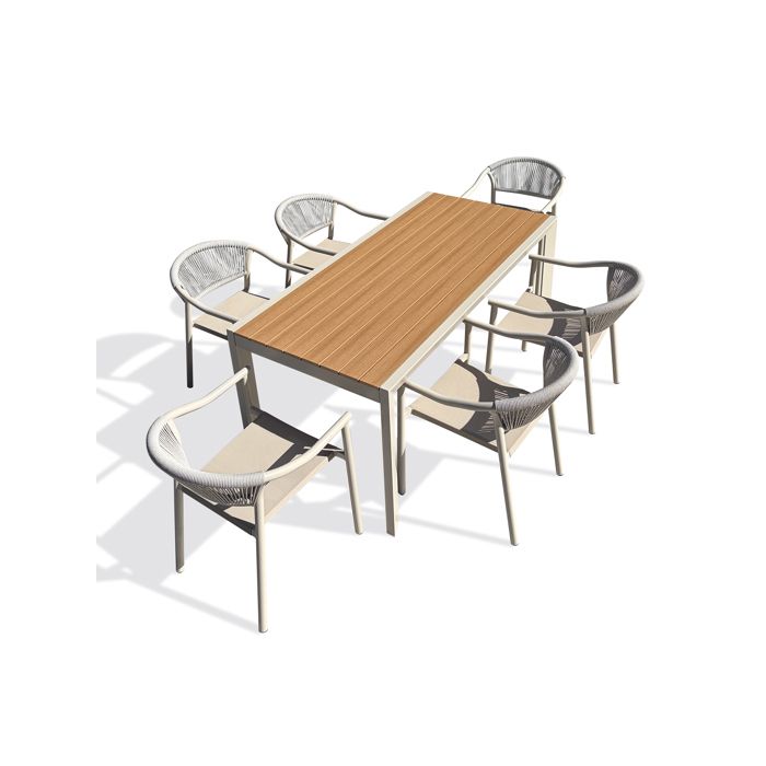 Ensemble repas de jardin 6 places en alu (fauteuils SUMBA) - Grège - TONGA