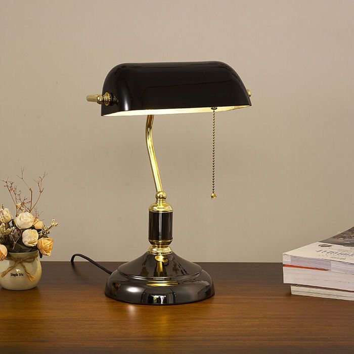 verre banquier lampe de bureau traditionnelle européenne classique bronze finition base vintage lampe de table de banquier en verre