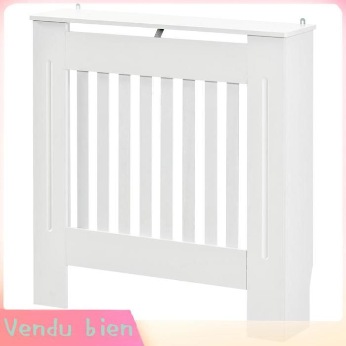 LIA Cache-radiateur grille aération verticale bois blanc 78x19x81cm