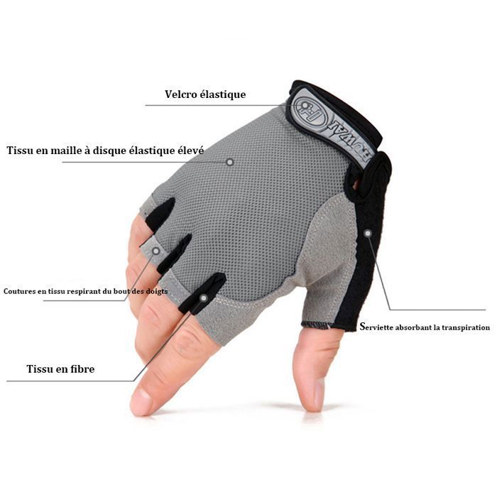 Une paire version améliorée des gants en maille demi-doigt vélo cyclisme conduite - Nearful - femmes cyclisme gants de fitness ant
