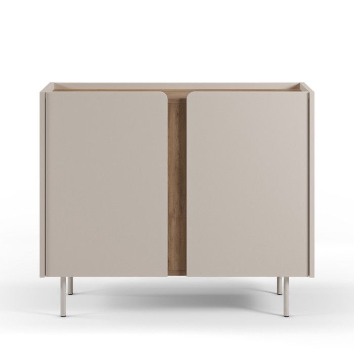 Boxy - Buffet 2 portes en bois et métal L100cm - Beige Boxy - Buffet 2 portes en bois et métal L100cm - Beige