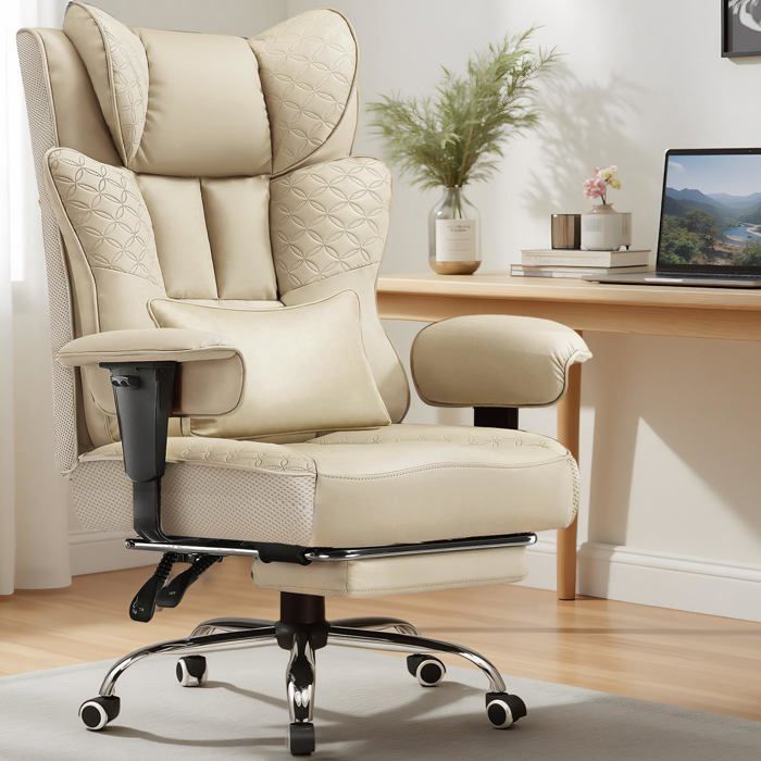 Chaise Gaming Ergonomique avec Repose Pieds Dossier Inclinable 150° Accoudoirs Pivotants PU Capacité 180kg