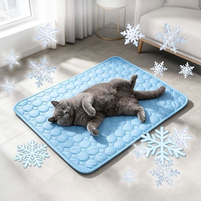 Tapis rafraîchissant animaux gamme 2026 - lavable anti-morsures résistant - grand format 100x70cm bleu PIQUET DATTACHE