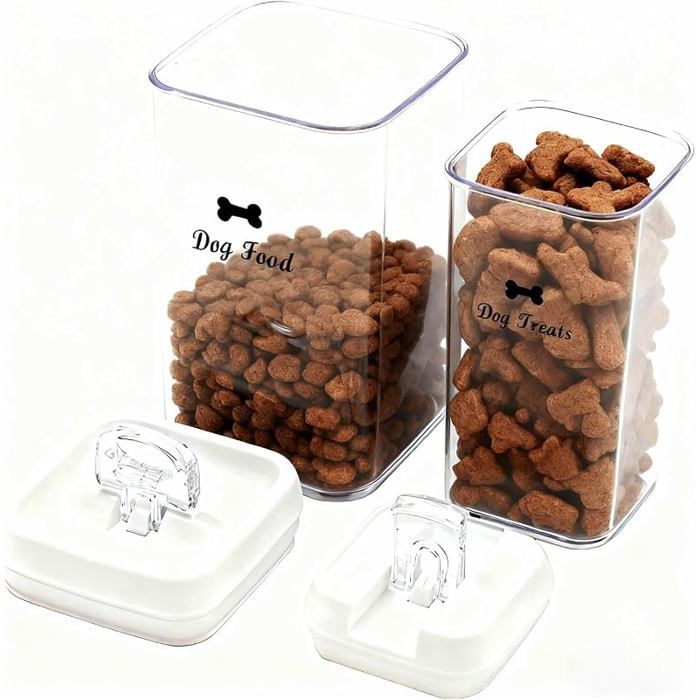 Lot de 2 boîtes de rangement de nourriture pour chien Récipients hermétiques en sans BPA Boîte à friandises