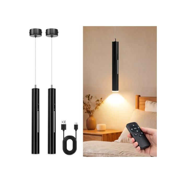 Lustre suspendu - GENERIQUE - Noir-2 Pack - Batterie 5000mAh - Télécommande - 3 températures