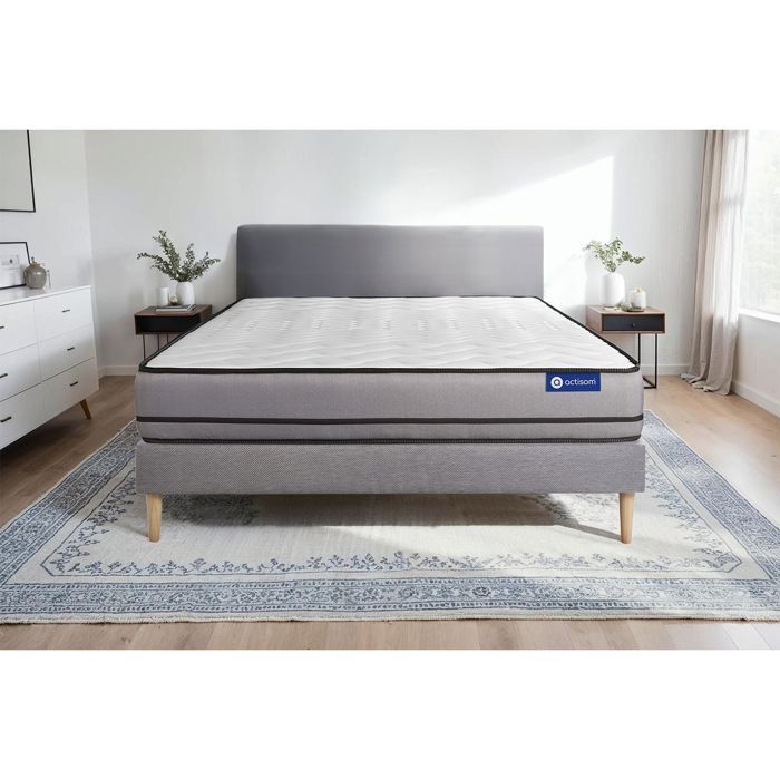 Ensemble Matelas Sommier 140x190 cm - Sommier Gris (en kit) - Actilatex Night Ensemble Matelas Sommier 140x190 cm - Sommier Gris (en kit) - Actilatex Night