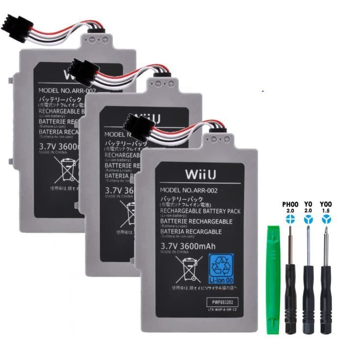 3 piles-Batterie pour contrôleur sans fil Nintendo Wii U, 3.7V, 3600mAh,  ARR 002 - Cdiscount Informatique