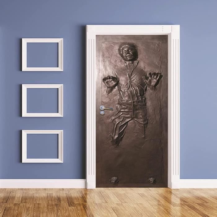 Autocollant Mural Style Musulman - 2 Pièces Simulation Porte Dorée, PVC, Amovible