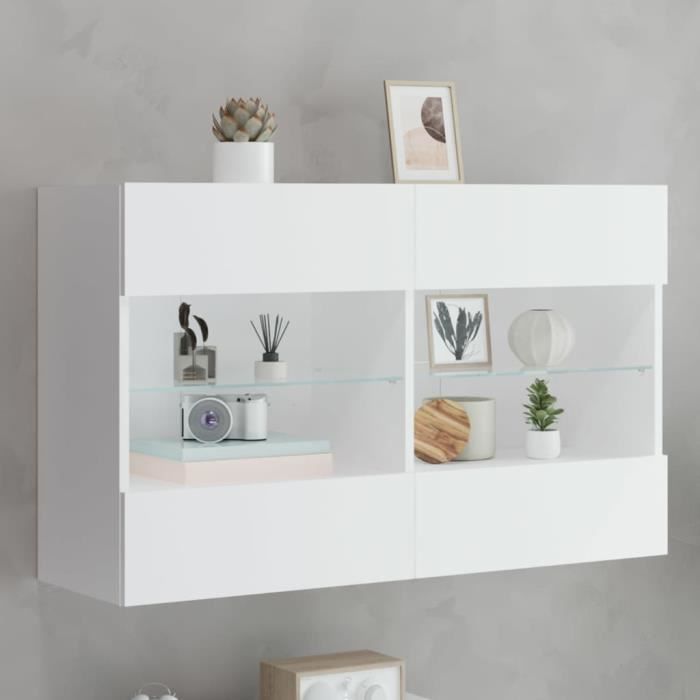 Armoire TV murale - avec Lumières LED RVB - blanc 985x30x605 cm A7106