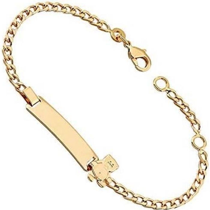 Gourmette Identite Ourson Enfant Or Jaune Gf 750 Achat Vente Bracelet Gourmette Gourmette Bebe Maille Diama Mixte Enfant Metal Dore Cd