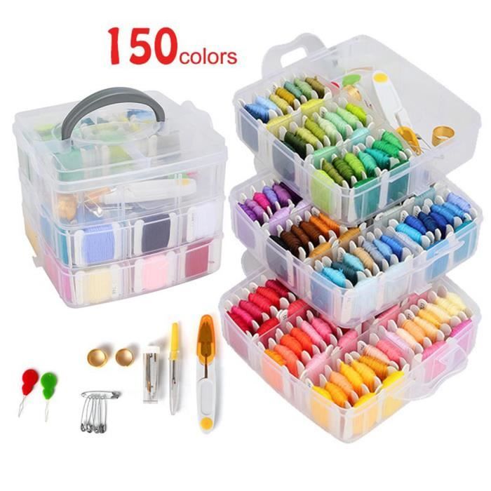 Tanstic Kit De Rangement De 157 Pièces De Fil à Broder Comprenant 50